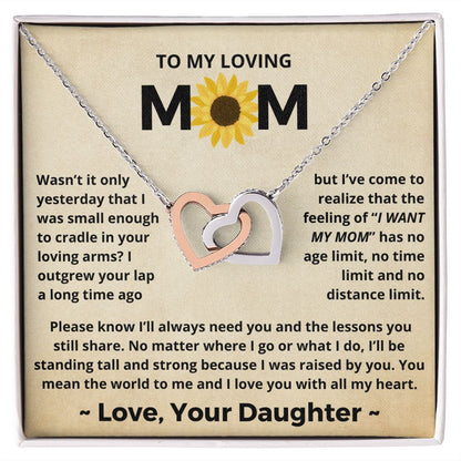 You Mean The World To Me - Interlocking Hearts Necklace For Mom