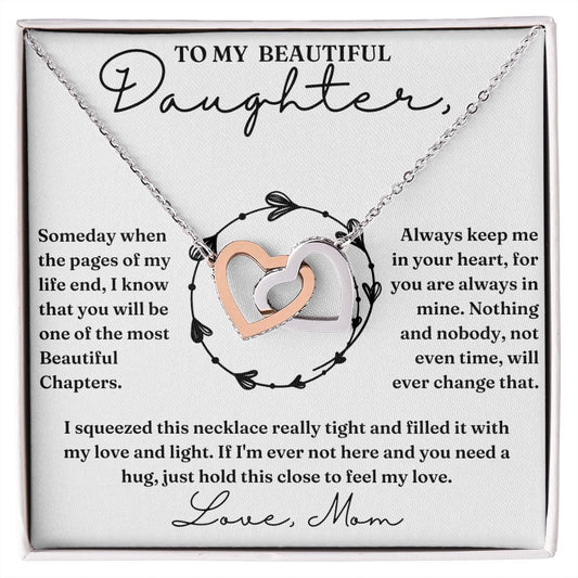 Pages Of My Life - Interlocking Hearts Necklace For Daughter