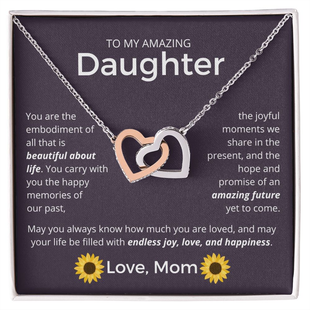 All That Is Beautiful About Life - Interlocking Hearts Necklace For Daughter
