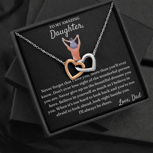 Wonderful Person You Are - Interlocking Hearts Necklace For Daughter