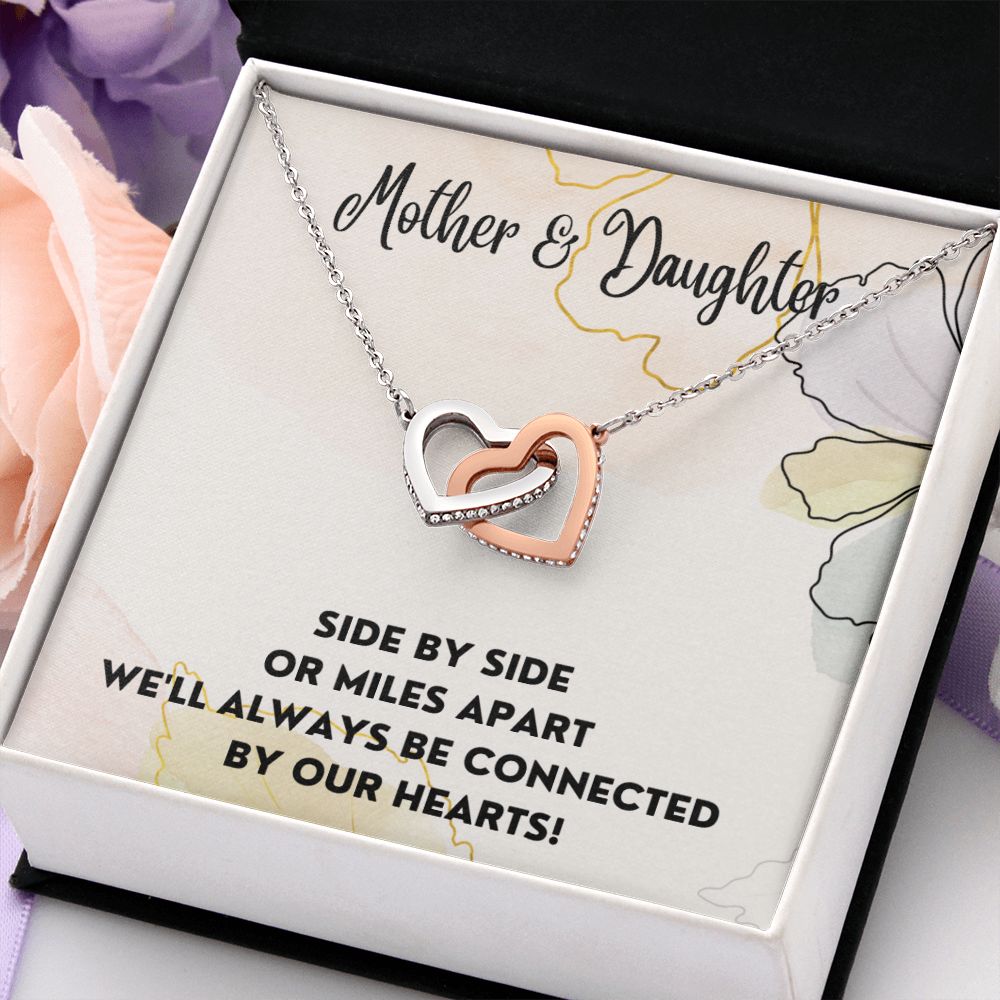 Connected By Our Hearts - Interlocking Hearts Necklace For Daughter