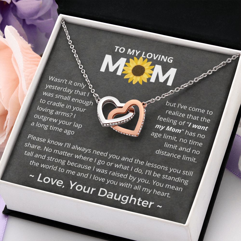You Mean The World To Me - Interlocking Hearts Necklace For Mom
