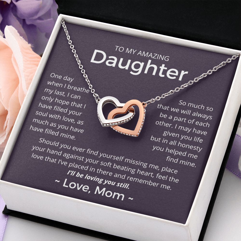 When I Breath My Last - Interlocking Hearts Necklace For Daughter