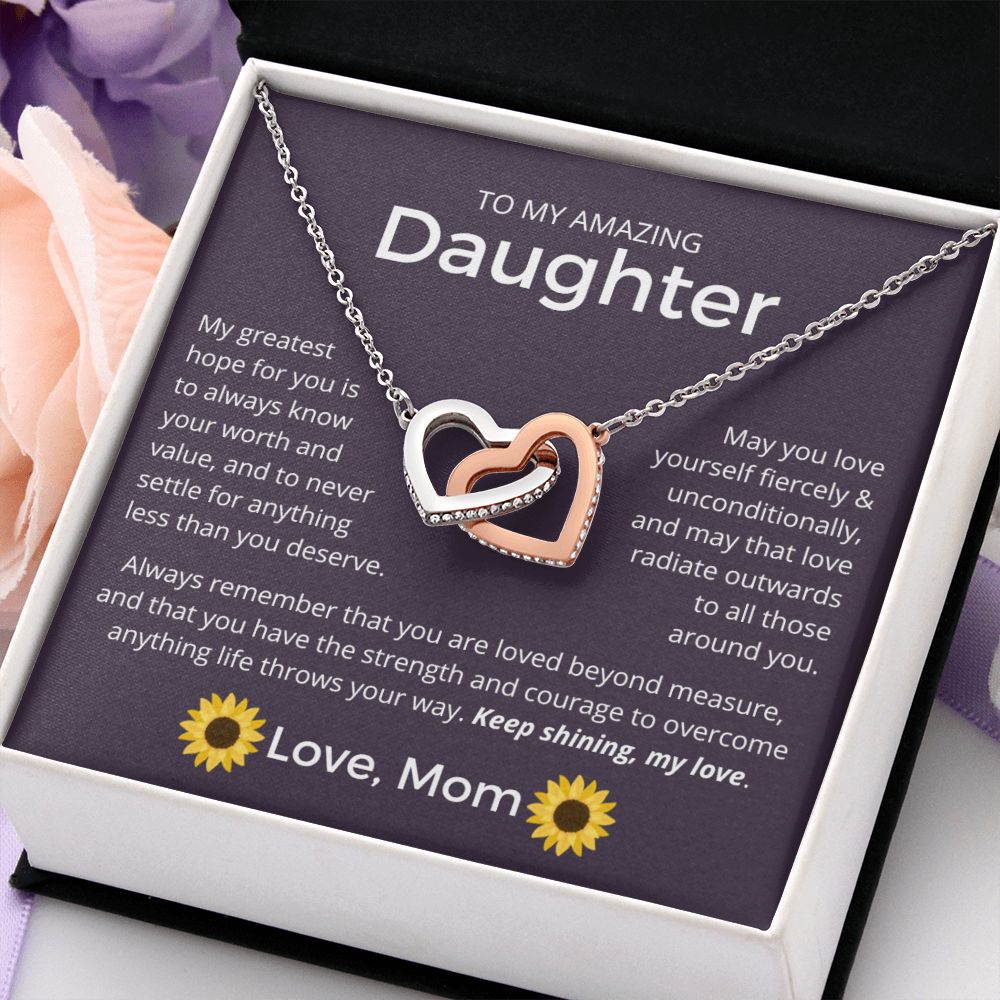Keep Shining - Interlocking Hearts Necklace For Daughter