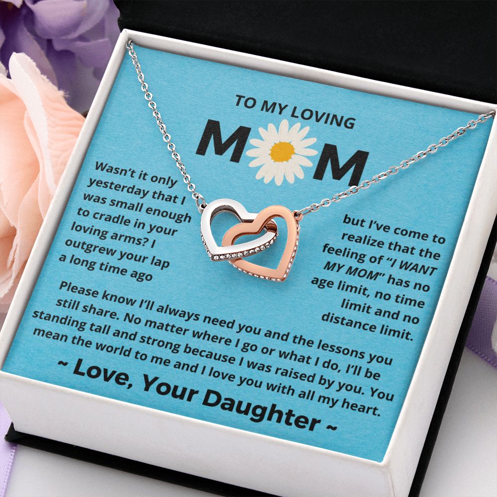 You Mean The World To Me - Interlocking Hearts Necklace For Mom