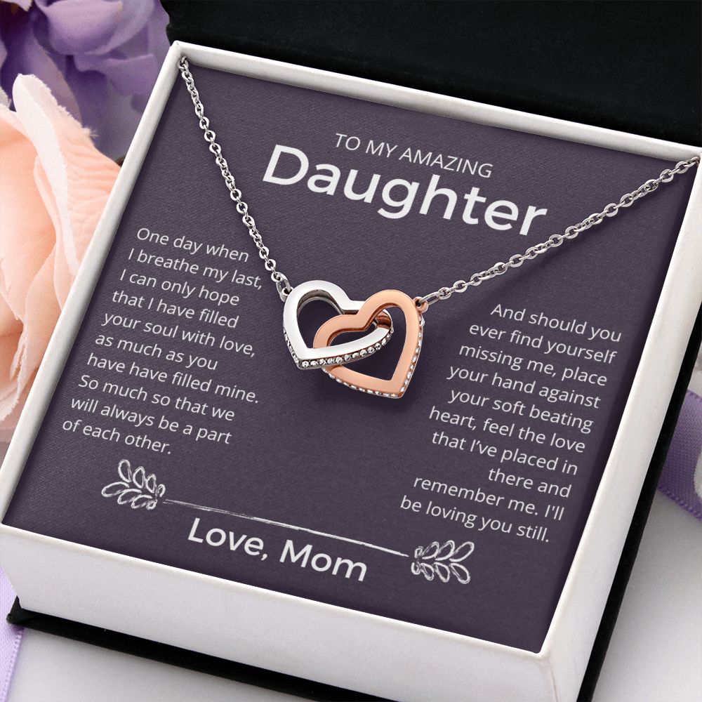 I'll Be Loving You Still - Interlocking Hearts Necklace For Daughter