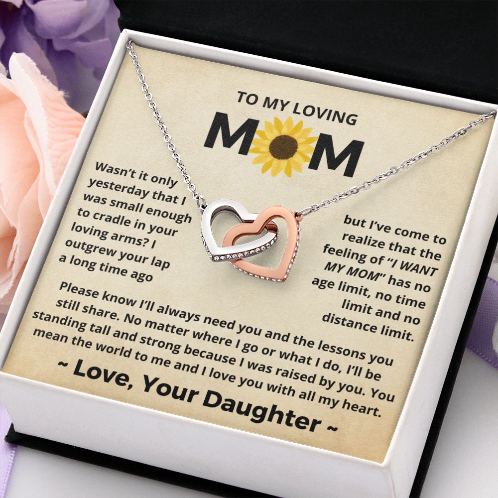 You Mean The World To Me - Interlocking Hearts Necklace For Mom