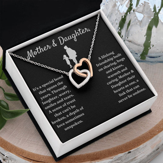 Special Bond That Spans The Years - Interlocking Hearts Necklace For Daughter