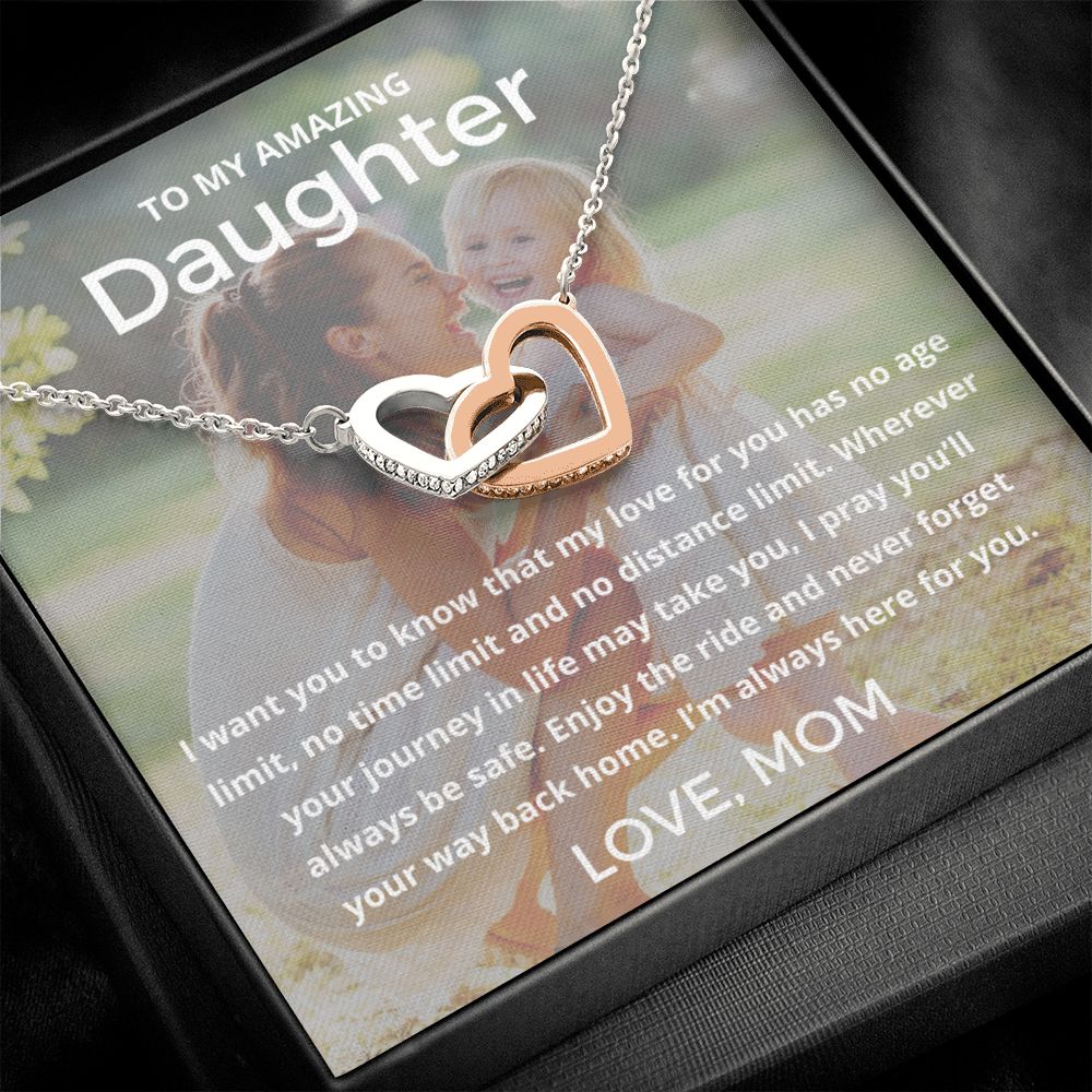 My Amazing Daughter - Interlocking Hearts Necklace For Daughter (Personalize With Your Photo!)