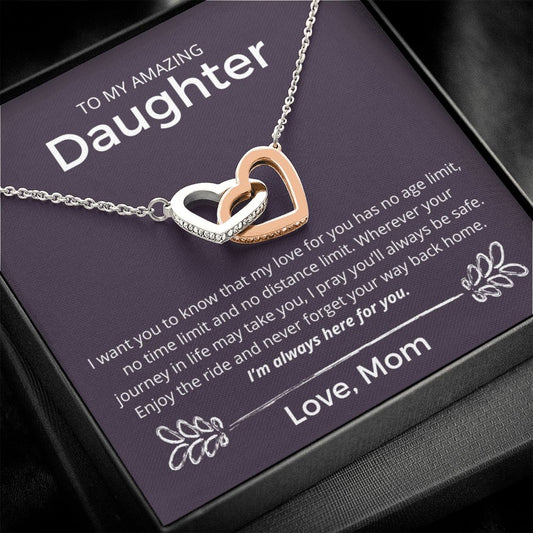 Never Forget Your Way Back Home - Interlocking Hearts Necklace For Daughter