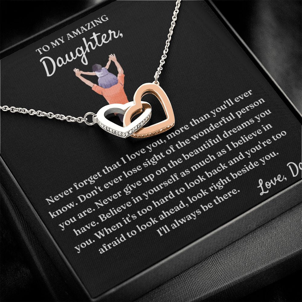 Wonderful Person You Are - Interlocking Hearts Necklace For Daughter