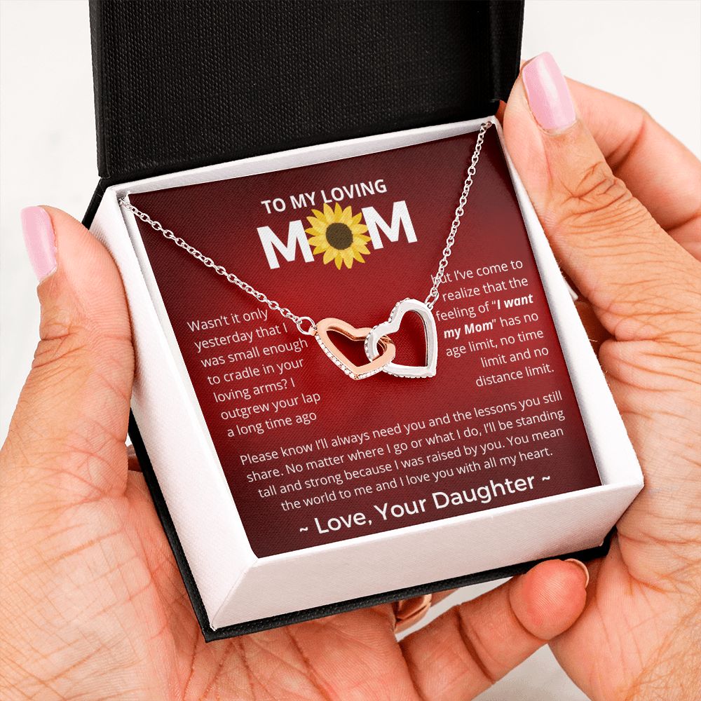 You Mean The World To Me - Interlocking Hearts Necklace For Mom