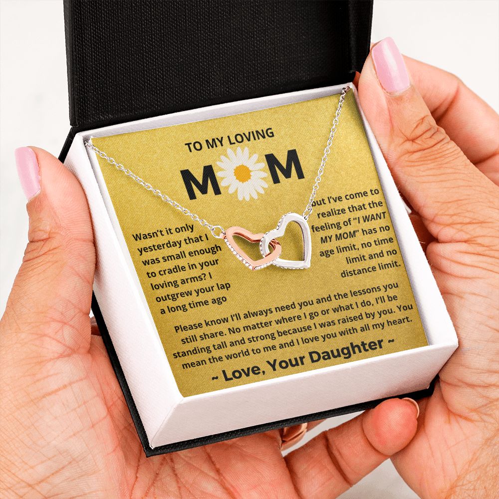 You Mean The World To Me - Interlocking Hearts Necklace For Mom
