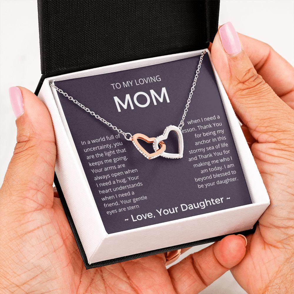 The Light That Keeps Me Going - Interlocking Hearts Necklace For Mom
