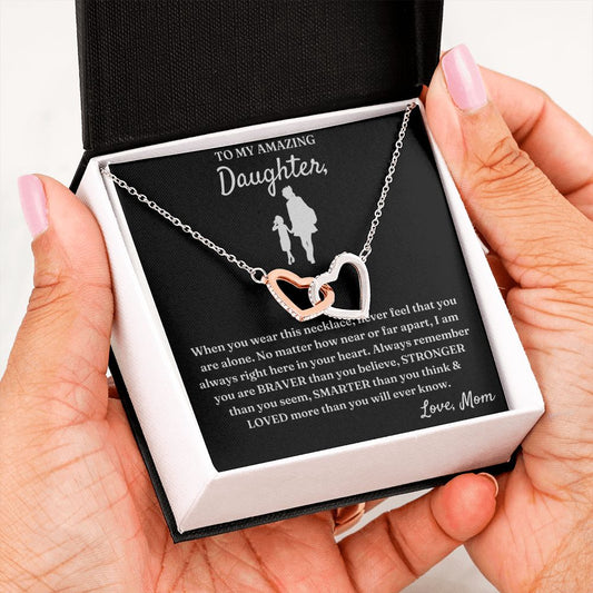 Right There In Your Heart - Interlocking Hearts Necklace For Daughter