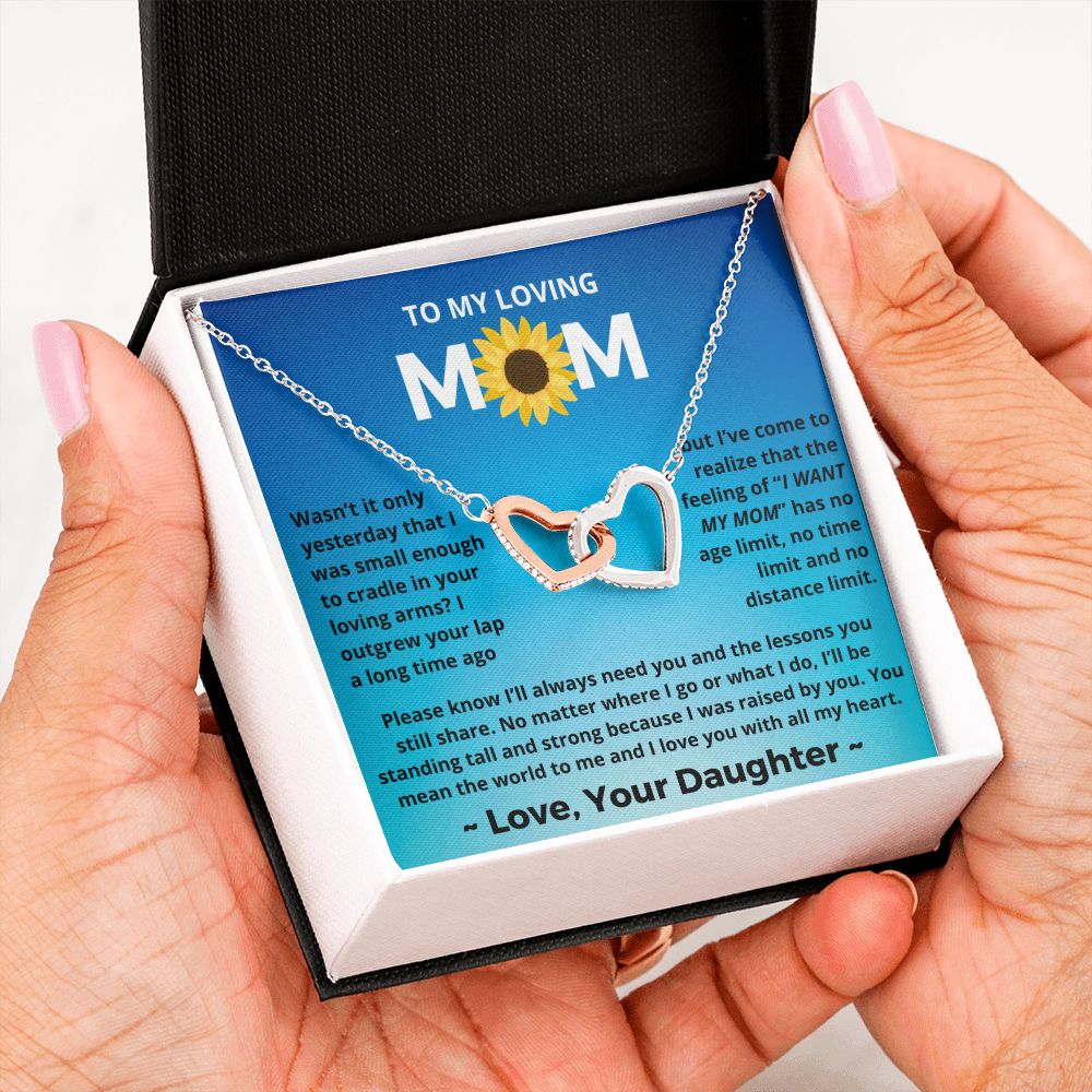 You Mean The World To Me - Interlocking Hearts Necklace For Mom