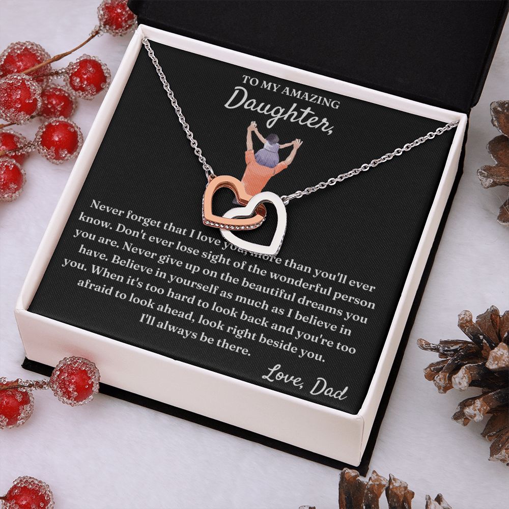 Wonderful Person You Are - Interlocking Hearts Necklace For Daughter