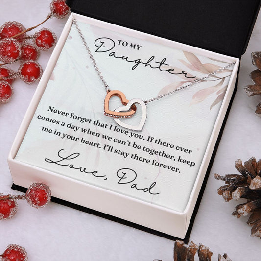 Keep Me In Your Heart - Interlocking Hearts Necklace For Daughter