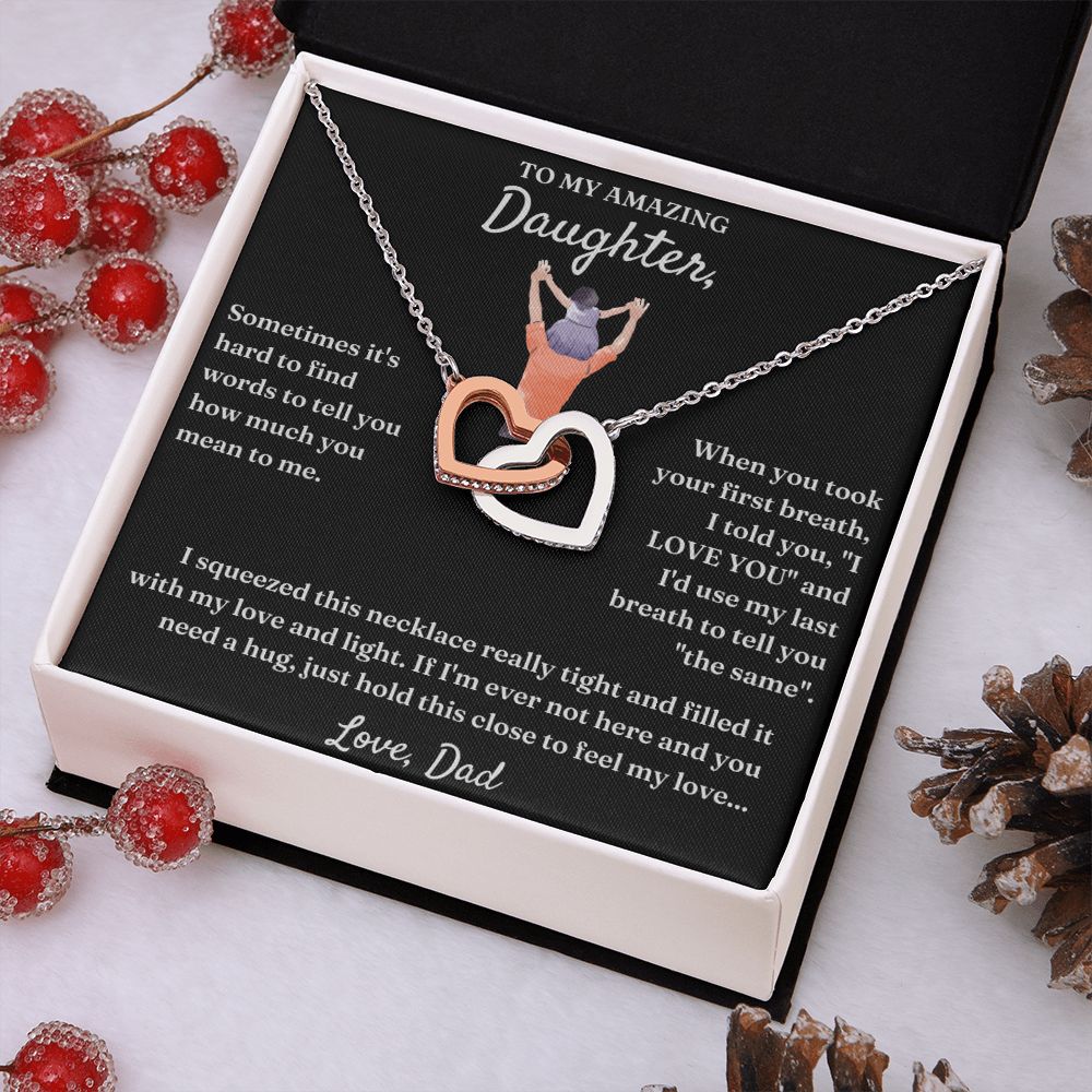 How Much You Mean To Me - Interlocking Hearts Necklace For Daughter