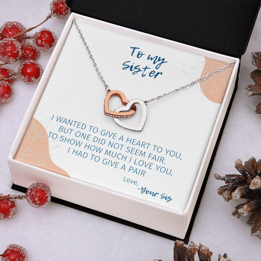 Two Hearts For You - Interlocking Hearts Necklace For Sister