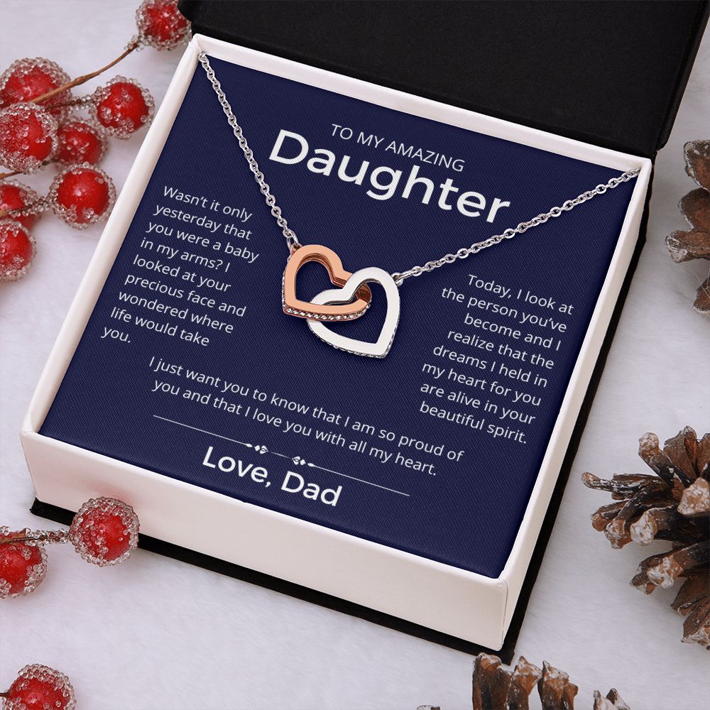 So Proud Of You - Interlocking Hearts Necklace For Daughter