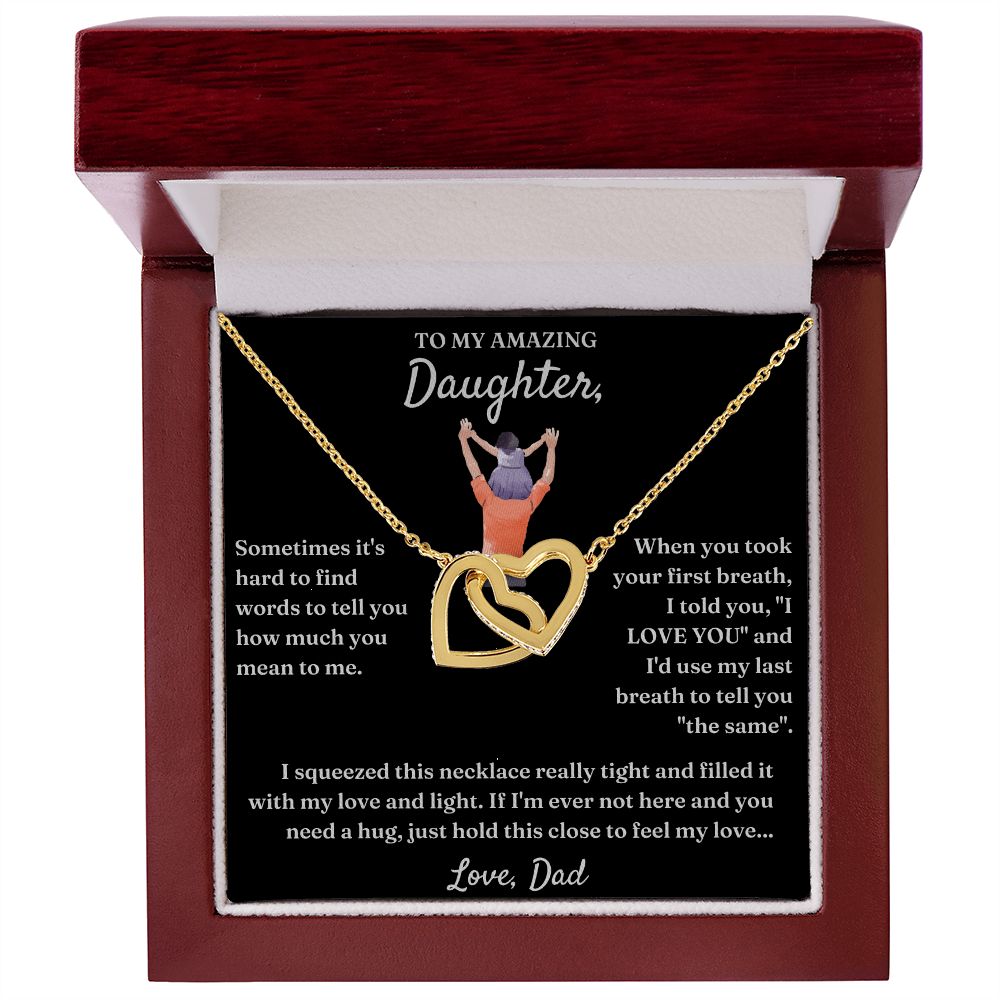 How Much You Mean To Me - Interlocking Hearts Necklace For Daughter
