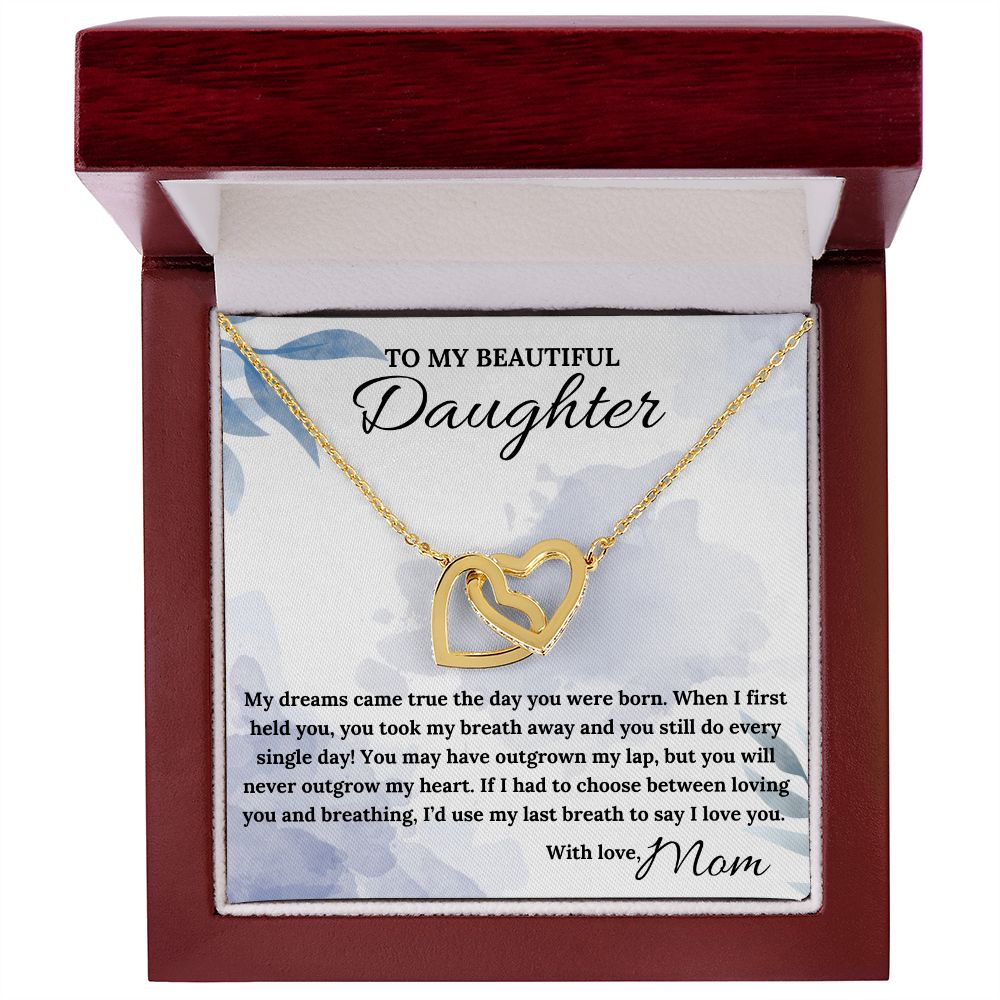 You'll Never Outgrow My Heart - Interlocking Hearts Necklace For Daughter
