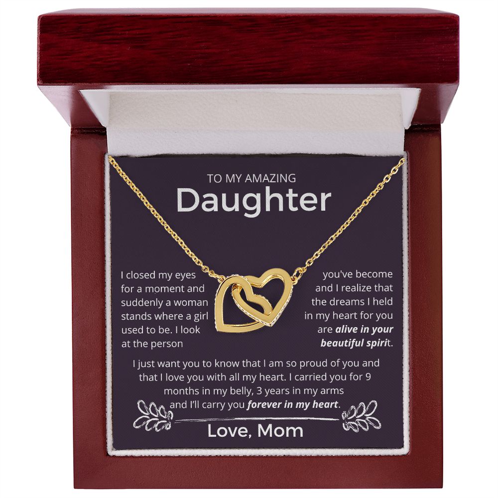 Where A Girl Used To Be - Interlocking Hearts Necklace For Daughter