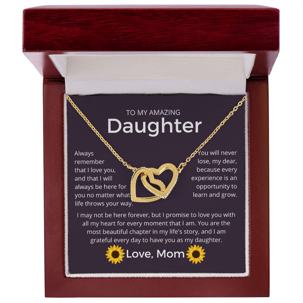 No Matter What Life Throws Your Way - Interlocking Hearts Necklace For Daughter
