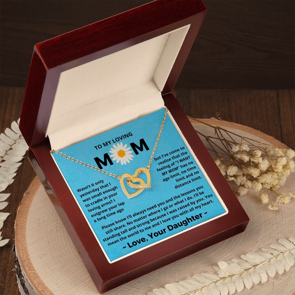 You Mean The World To Me - Interlocking Hearts Necklace For Mom