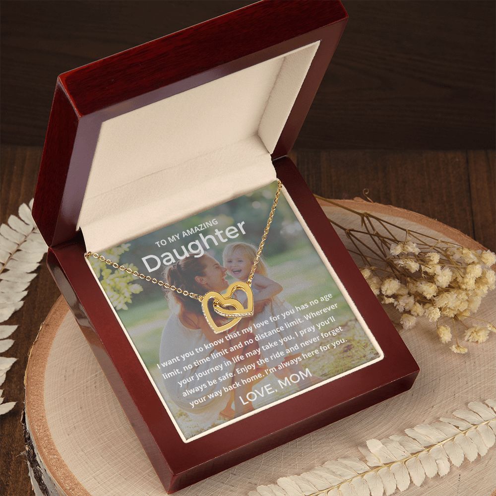 My Amazing Daughter - Interlocking Hearts Necklace For Daughter (Personalize With Your Photo!)