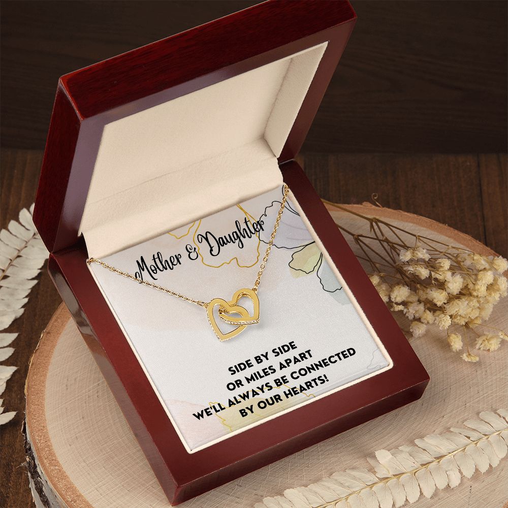 Connected By Our Hearts - Interlocking Hearts Necklace For Daughter