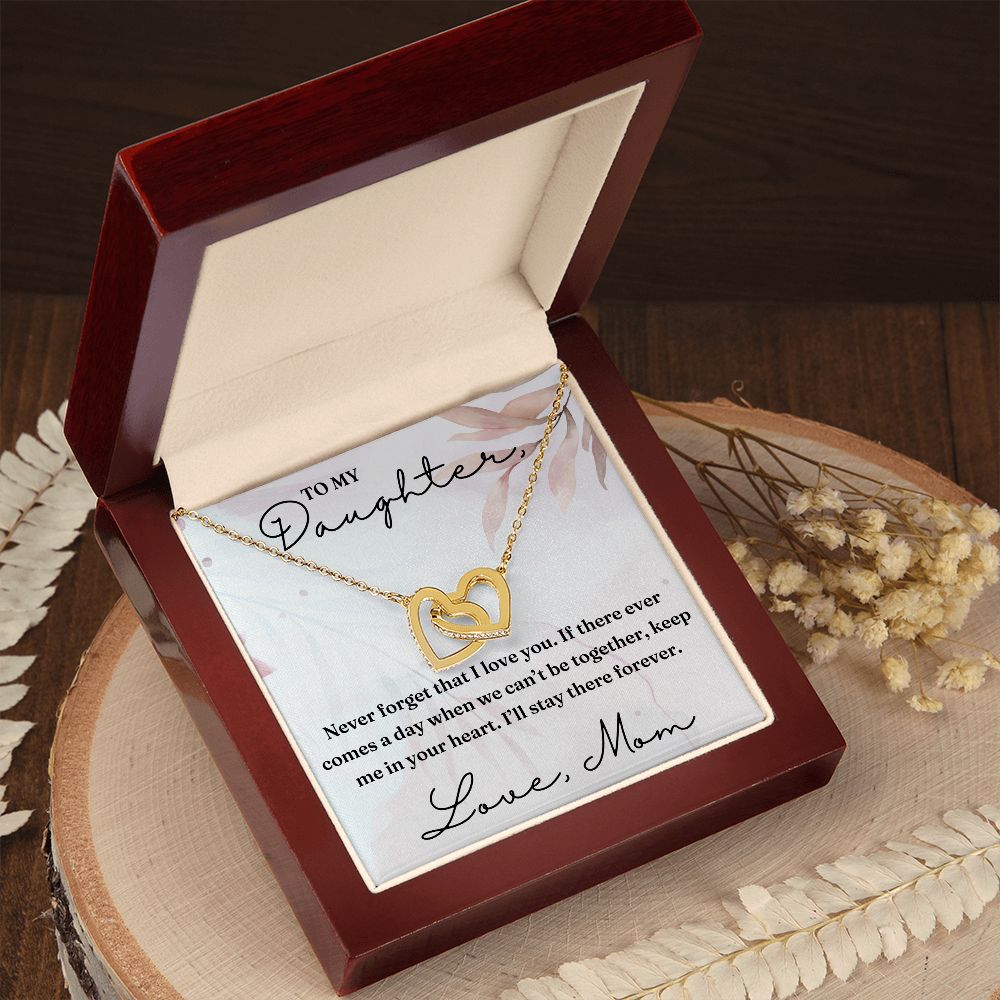 Never Forget That I Love You - Interlocking Hearts Necklace For Daughter