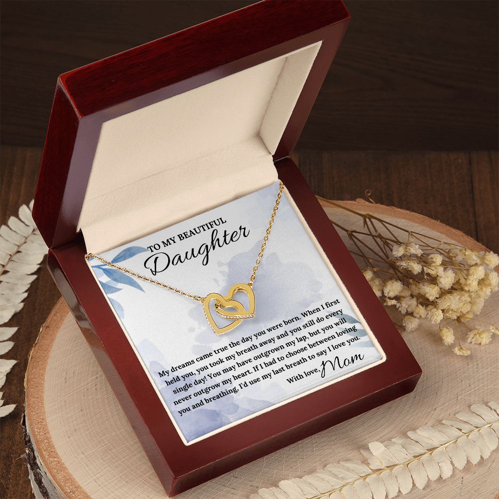 You'll Never Outgrow My Heart - Interlocking Hearts Necklace For Daughter