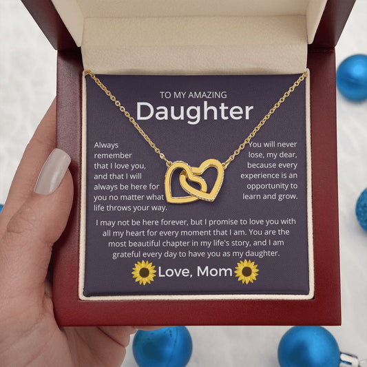 No Matter What Life Throws Your Way - Interlocking Hearts Necklace For Daughter