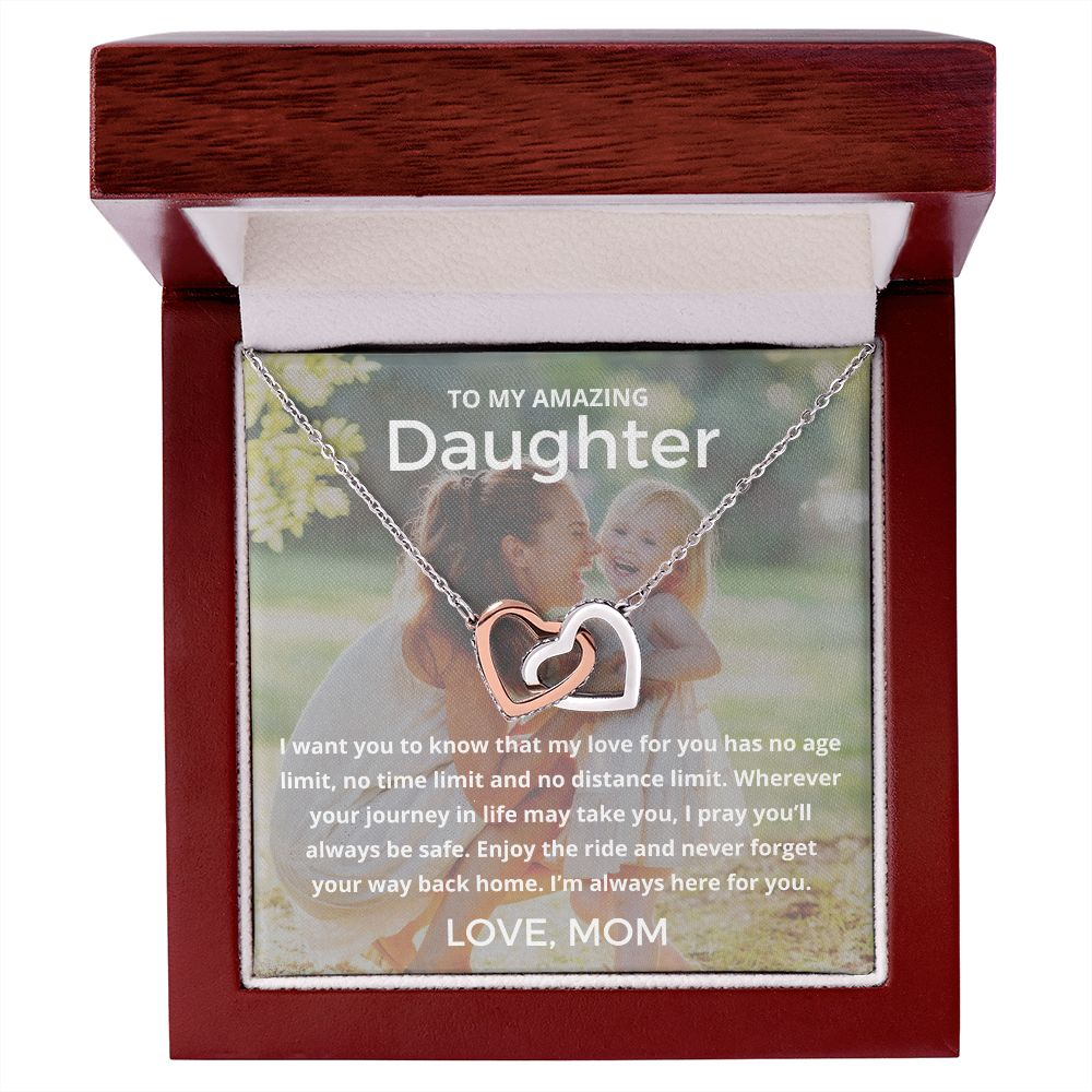 My Amazing Daughter - Interlocking Hearts Necklace For Daughter (Personalize With Your Photo!)