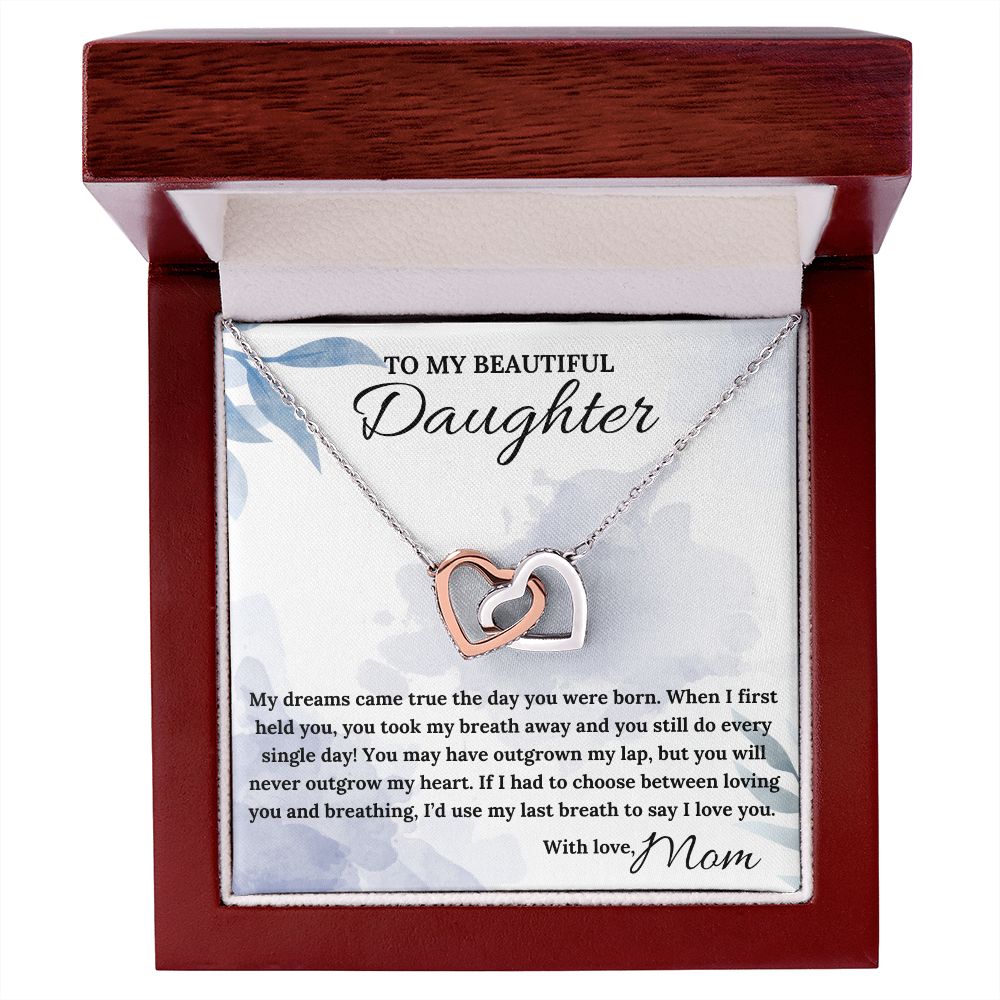 You'll Never Outgrow My Heart - Interlocking Hearts Necklace For Daughter