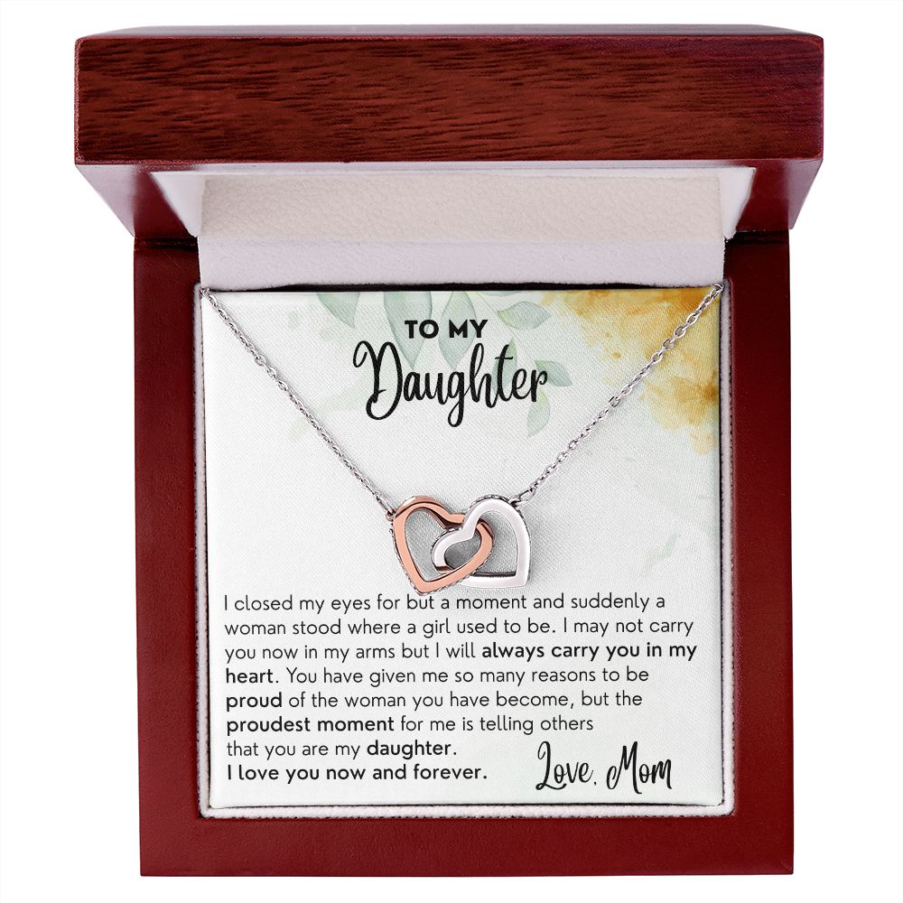 Now and Forever - Interlocking Hearts Necklace For Daughter