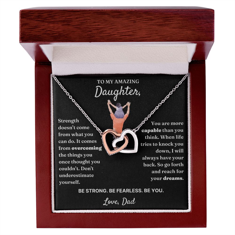 Don't Underestimate Yourself - Interlocking Hearts Necklace For Daughter