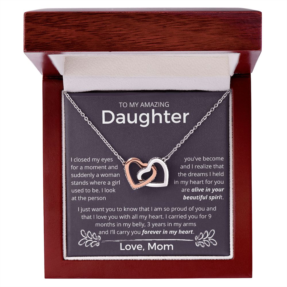 Where A Girl Used To Be - Interlocking Hearts Necklace For Daughter