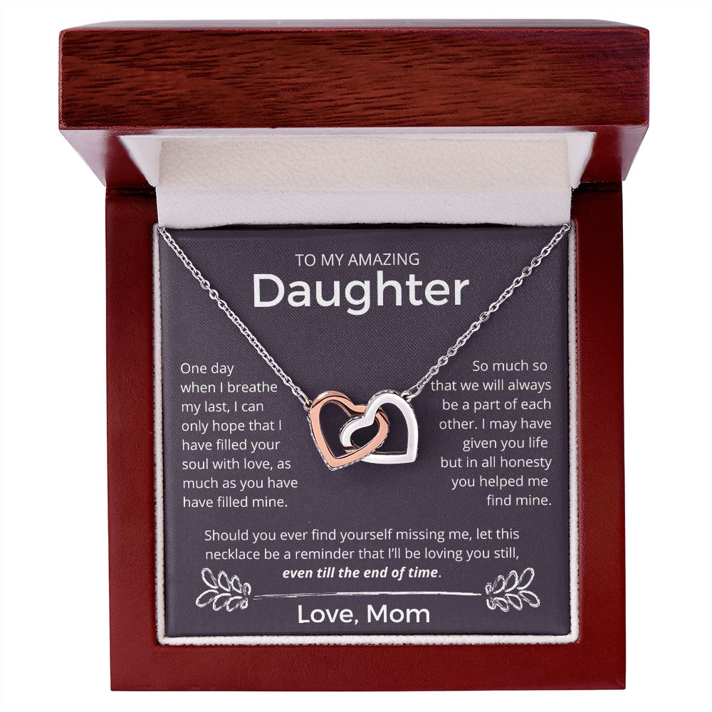 Even Till The End Of Time -  Interlocking Hearts Necklace For Daughter