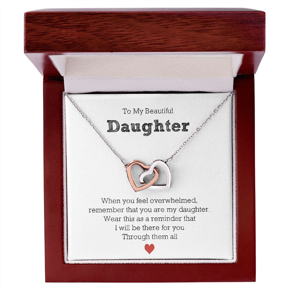 To My Beautiful Daughter - Interlocking Hearts Necklace For Daughter