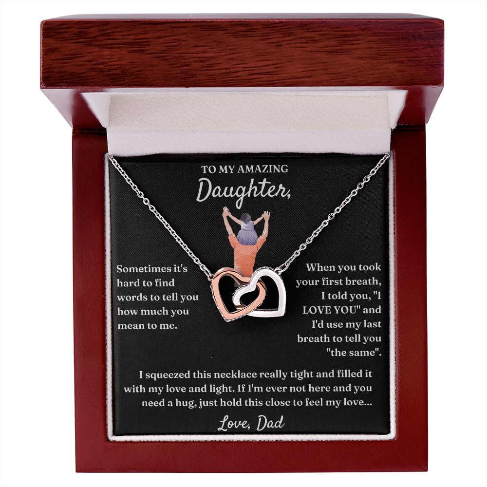 How Much You Mean To Me - Interlocking Hearts Necklace For Daughter