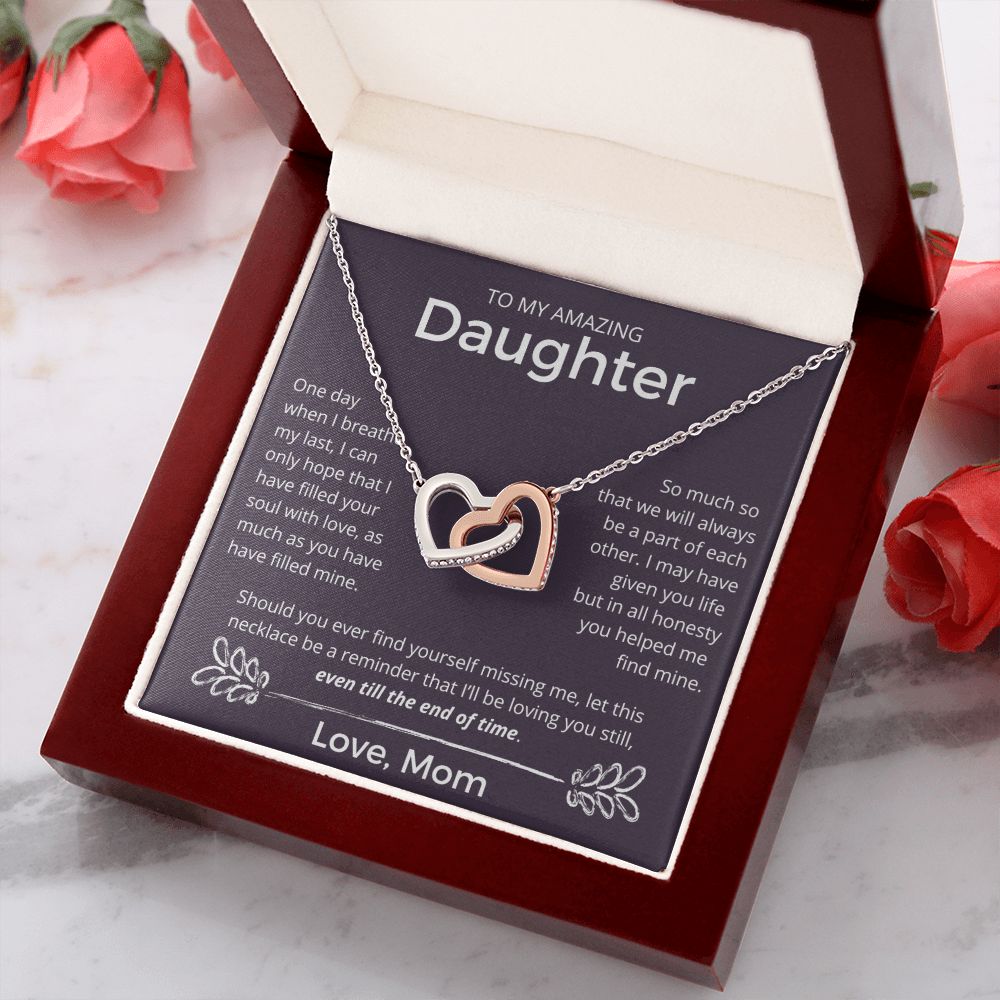 Even Till The End Of Time -  Interlocking Hearts Necklace For Daughter