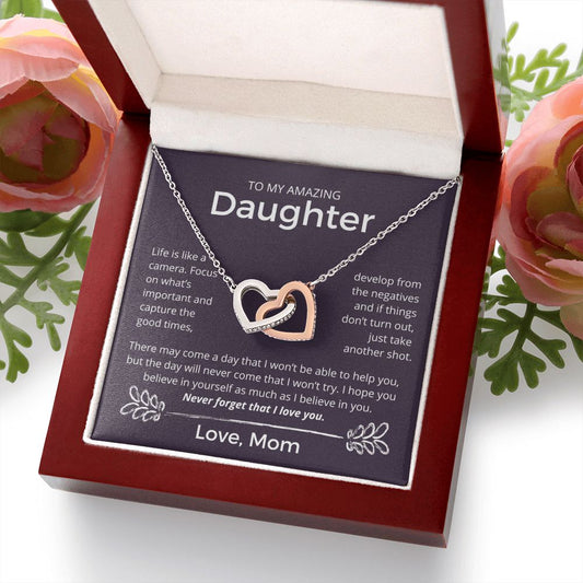 Believe In Yourself - Interlocking Hearts Necklace For Daughter