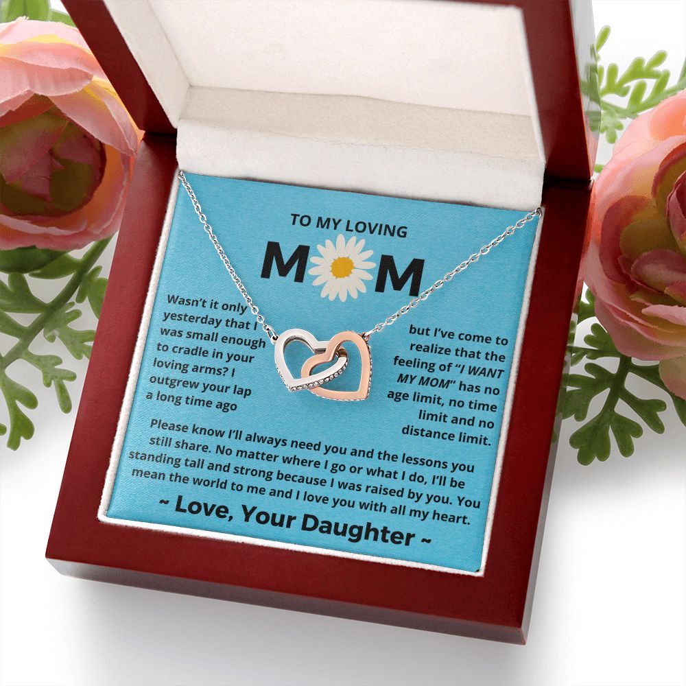 You Mean The World To Me - Interlocking Hearts Necklace For Mom