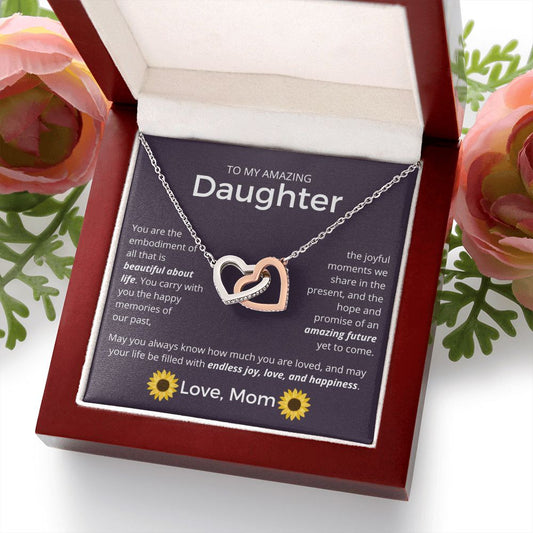 All That Is Beautiful About Life - Interlocking Hearts Necklace For Daughter