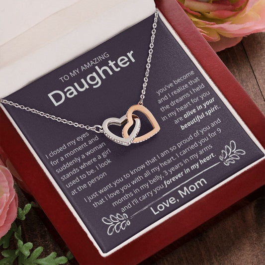 Where A Girl Used To Be - Interlocking Hearts Necklace For Daughter