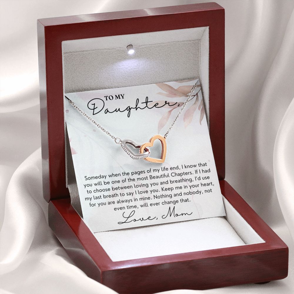 Pages Of My Life - Interlocking Hearts Necklace For Daughter