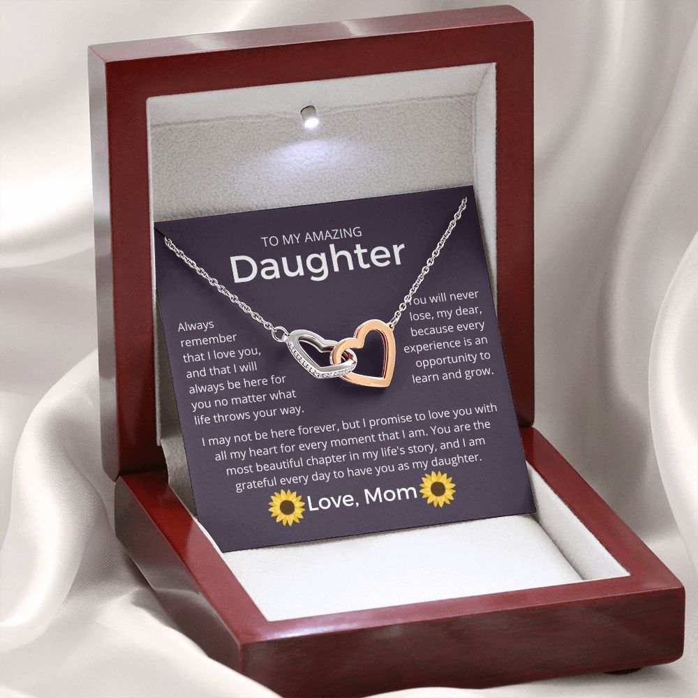 No Matter What Life Throws Your Way - Interlocking Hearts Necklace For Daughter